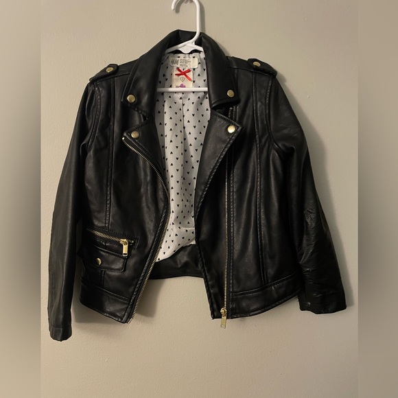 H&M Other - H&M Black Leather Jacket with Gold Details